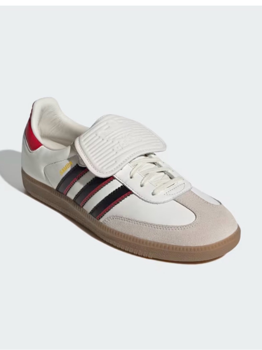 adidas women's white sneakers with black and red stripes